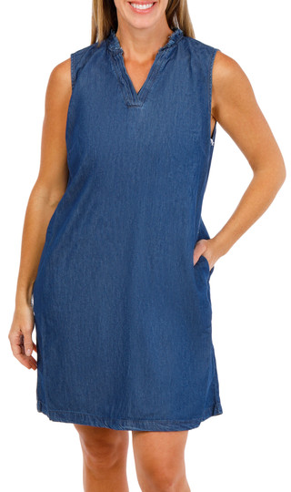 Thumbnail 1: Dash Women's Sleeveless Ruffle Neck Sheath Dress 