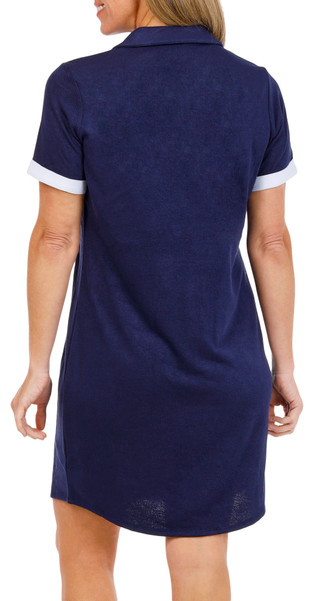 Thumbnail 4: BOBEAU Women's Short Sleeve Terry Knit Polo Dress 