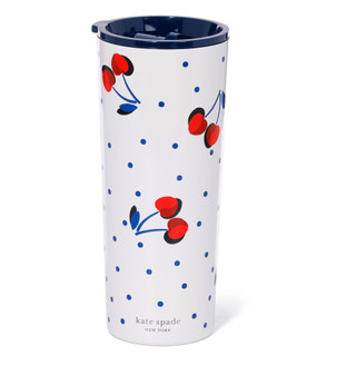 Thumbnail 1: KATE SPADE 24 oz Stainless Steel Vintage Cherry Dot Tumbler 