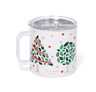 Thumbnail 1: KATE SPADE 16 oz Stainless Steel Evergreen Confetti Dot Coffee Mug 