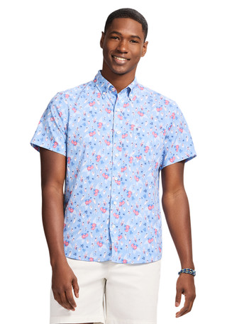 Thumbnail 1: IZOD Men's Printed Short Sleeve Button Down Shirt 