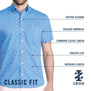 Thumbnail 3: IZOD Men's Printed Short Sleeve Button Down Shirt 