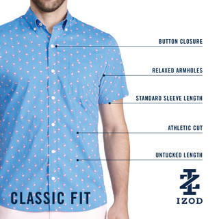 Thumbnail 7: IZOD Men's Breeze Short Sleeve Printed Button Down Shirt 