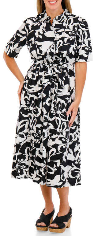 Thumbnail 1: DKNY Women's Short Sleeve Tie Front Midi Dress 