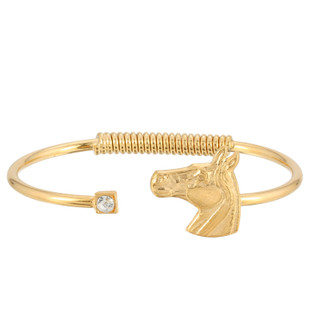 Thumbnail 1: 1928 Jewelry Crystal and Horse Accent Hinge Bracelet 