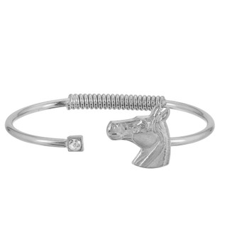 Thumbnail 1: 1928 Jewelry Crystal and Horse Accent Hinge Bracelet 