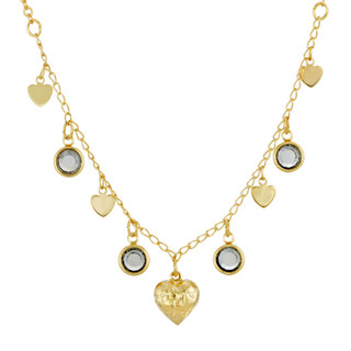 Thumbnail 1: 1928 Jewelry Crystal Heart Adjustable Drop Necklace 