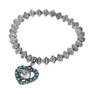 Thumbnail 1: 1928 Jewelry Turquoise Crystal Horse Head Heart Shaped Bracelet 