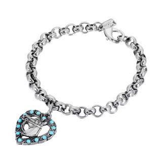 Thumbnail 1: 1928 Jewelry Turquoise Crystal Horse Head Heart Shaped Clasp Bracelet 