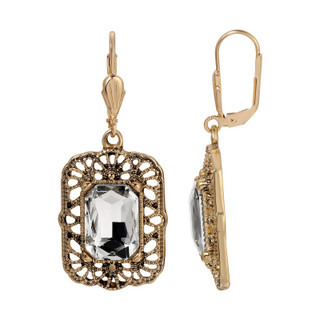 Thumbnail 1: 1928 Jewelry Vintage Gold Tone  Square Filigree Earrings 