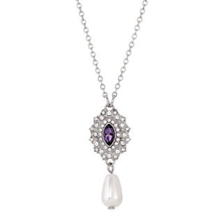Thumbnail 1: 1928 Jewelry Vintage Silver Tone Adjustable Drop Necklace 