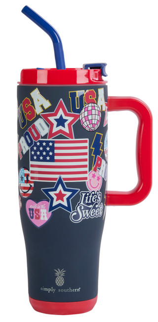 Thumbnail 1: SIMPLY SOUTHERN 40 oz USA Stickers Tumbler 