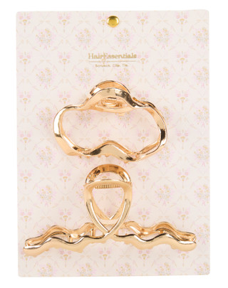 Thumbnail 1: Hair Essentials 2 Pk Gold Metal Hair Claw Clips 