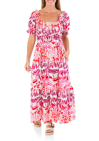 Thumbnail 1: MELLODAY Women's Short Sleeve Tiered Midi Dress 