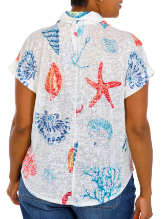 Thumbnail 2: Casey Key Women's Plus Button Down Dolman Coastal Top 
