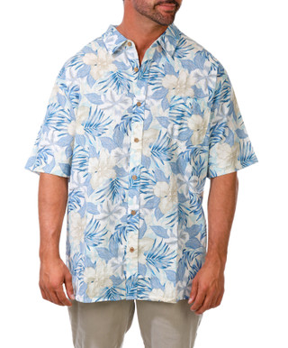 Thumbnail 1: Weatherproof Big Men's Faux Linen Print Button Down Shirt 