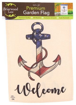Thumbnail 1: BRIARWOOD 12.5x18 Welcome Anchor Burlap Garden Flag 