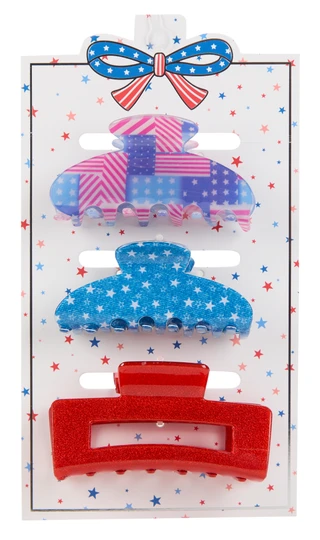 Thumbnail 1: . 3 Pk Americana Claw Clips 