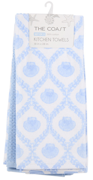 Thumbnail 1: The Coast 3 Pk Sea Trellis Kitchen Towels 