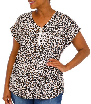 Thumbnail 2: Love Potion Women's Plus Quarter Zip Dolman Blouse 