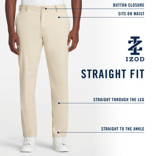 Thumbnail 4: IZOD Men's Saltwater Flat Front Chini Straight Pants  