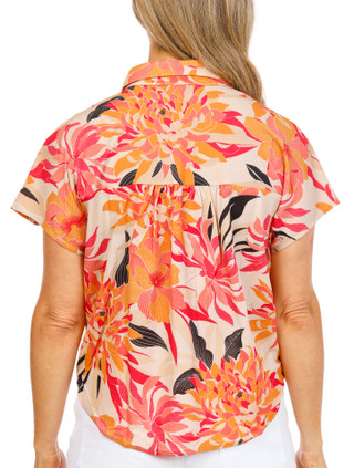 Thumbnail 2: TRIBAL Women's Short Sleeve Button Front Top 