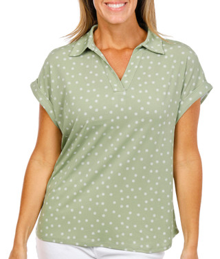 Thumbnail 1: Adrianna Papell Women's Short Sleeve Johnny Collar Top 