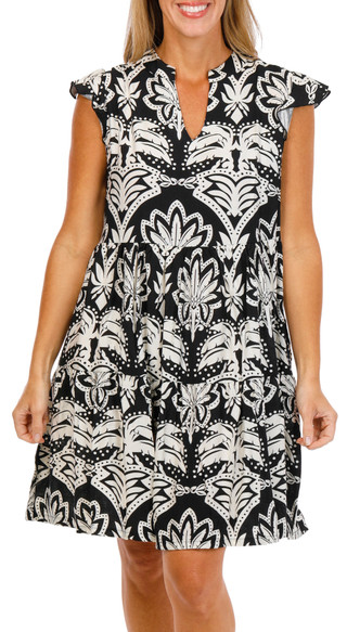 Thumbnail 1: Kaktus Women's Short Sleeve Print Tiered Dress 