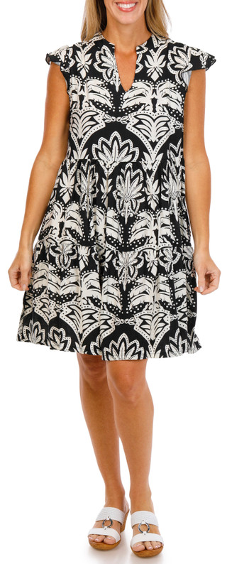 Thumbnail 3: Kaktus Women's Short Sleeve Print Tiered Dress 