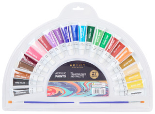 Thumbnail 2: Artify Premium  27 Pc Acrylic Paint with Paint Brushes & Palette Set 