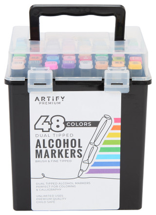 Thumbnail 1: Artify Premium  48 Ct Dual Tipped Alcohol Markers  