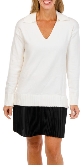 Thumbnail 1: Ellen Tracy Women's Long Sleeve Collared Knit Sweater Dress 