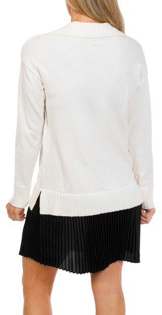 Thumbnail 2: Ellen Tracy Women's Long Sleeve Collared Knit Sweater Dress 