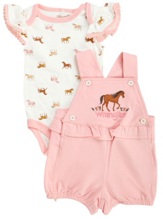 Thumbnail 3: Wrangler Baby Girls 2 Pc Shortall Set 