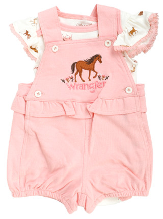 Thumbnail 1: Wrangler Baby Girls 2 Pc Shortall Set 