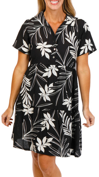 Thumbnail 1: Kaktus Women's Short Sleeve Print Tiered Dress 