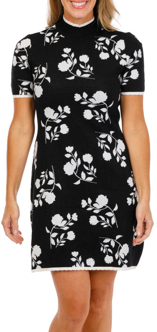 Thumbnail 1: Ellen Tracy Women's Short Sleeve High Neck Sweater Dress 