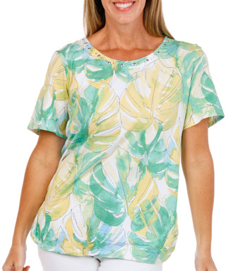 Thumbnail 1: Alfred Dunner Womens Short Sleeve Crew Neck Cotton Top 