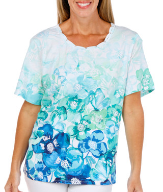 Thumbnail 1: Alfred Dunner Womens Short Sleeve Crew Neck Cotton Top 