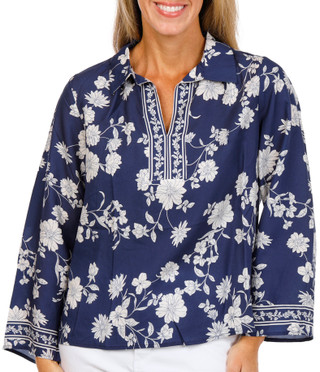 Thumbnail 1: MAGASCHONI Women's Long Sleeve Split Neck Top 
