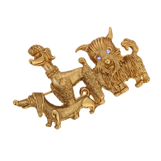 Thumbnail 1: 1928 Jewelry Daisy The Dachshund Penny The Poodle & Yumi The Yorkie Pin 