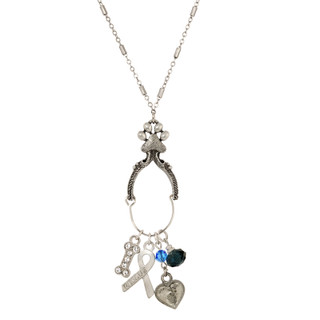 Thumbnail 1: 1928 Jewelry Silver Tone Charm Holder with Glass Beads Necklace 