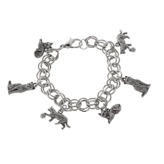 Thumbnail 1: 1928 Jewelry Pewter Six Cat Charm Bracelet 