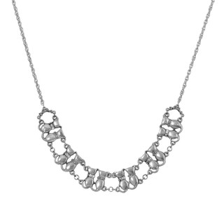 Thumbnail 1: 1928 Jewelry Silver Tone Crystal Multi Double Cat Chain Adjustable Necklace 
