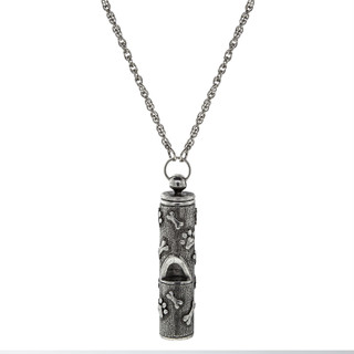 Thumbnail 1: 1928 Jewelry Pewter Dog Bone Paw Prints Whistle Necklace 