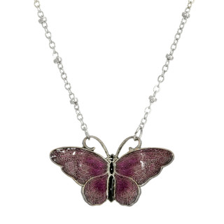 Thumbnail 1: 1928 Jewelry Enamel Butterfly Necklace 