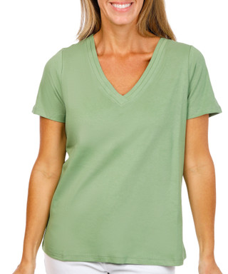 Thumbnail 3: Coral Bay Petite Short Sleeve Double V-Neck Top 