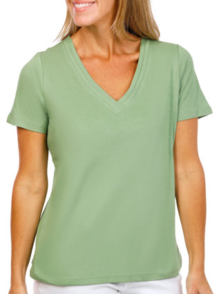 Thumbnail 1: Coral Bay Petite Short Sleeve Double V-Neck Top 