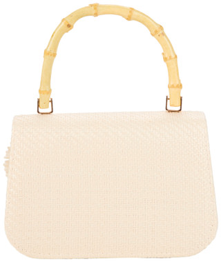 Thumbnail 3: D'Margeaux Floral Woven Satchel with Bamboo Handle 