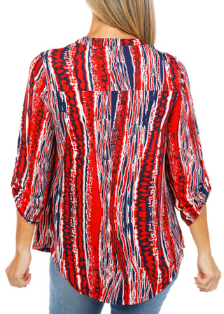 Thumbnail 2: Ava & Grace Women's 3/4 Sleeve Wavy Stripe Top 